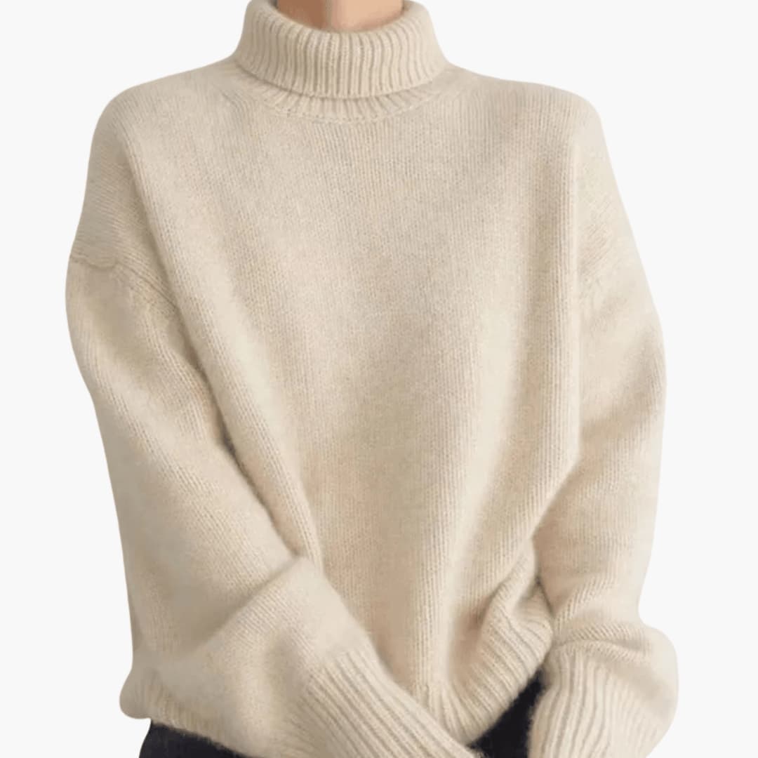 Marlowe | Women's Turtleneck Ribbed Knit Oversized Sweater