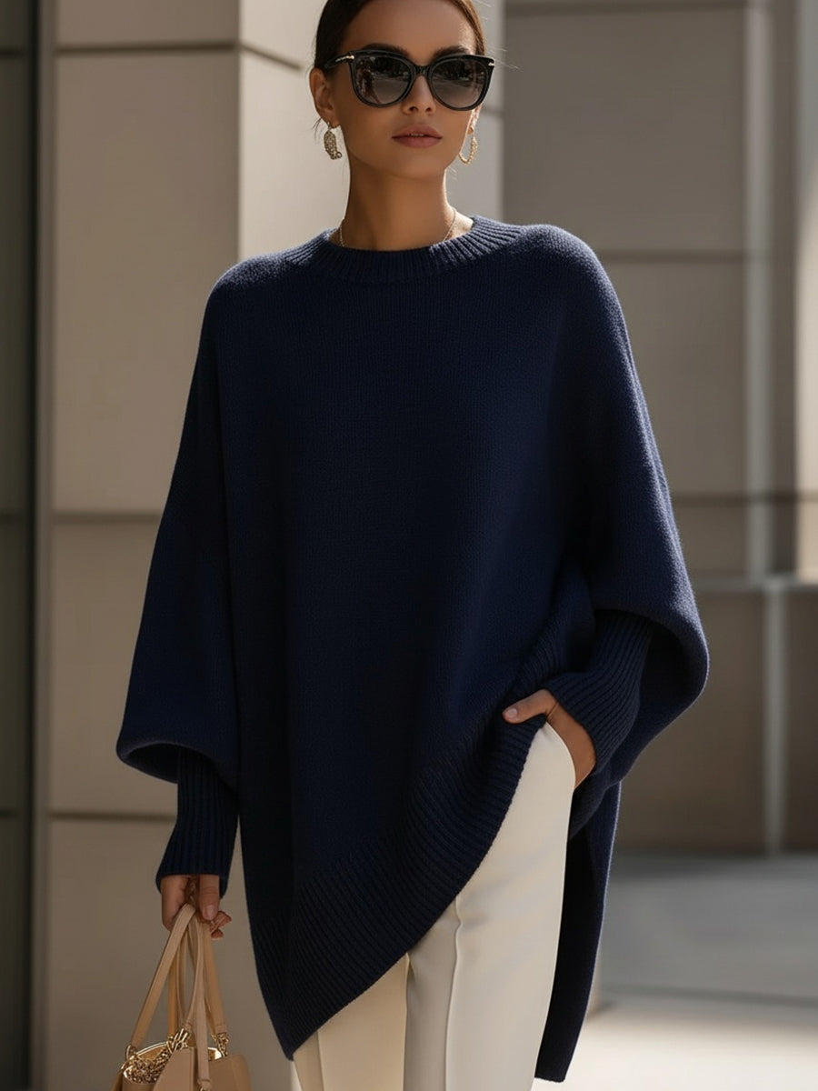 Jennifer | Women's Oversized Draped Asymmetric Knit Sweater