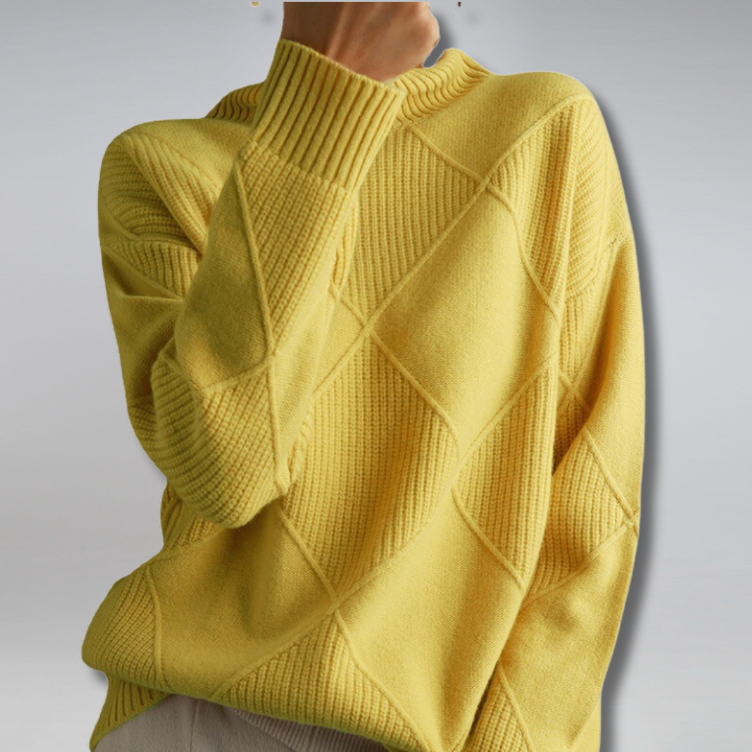 Marlowe | Women's Oversized Turtleneck Textured Knit Sweater