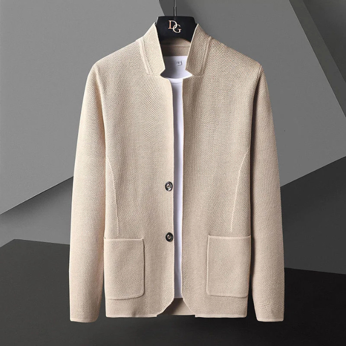 Alcott | Men's Woven Collarless Knit Cardigan