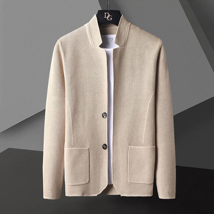 Alcott | Men's Woven Collarless Knit Cardigan