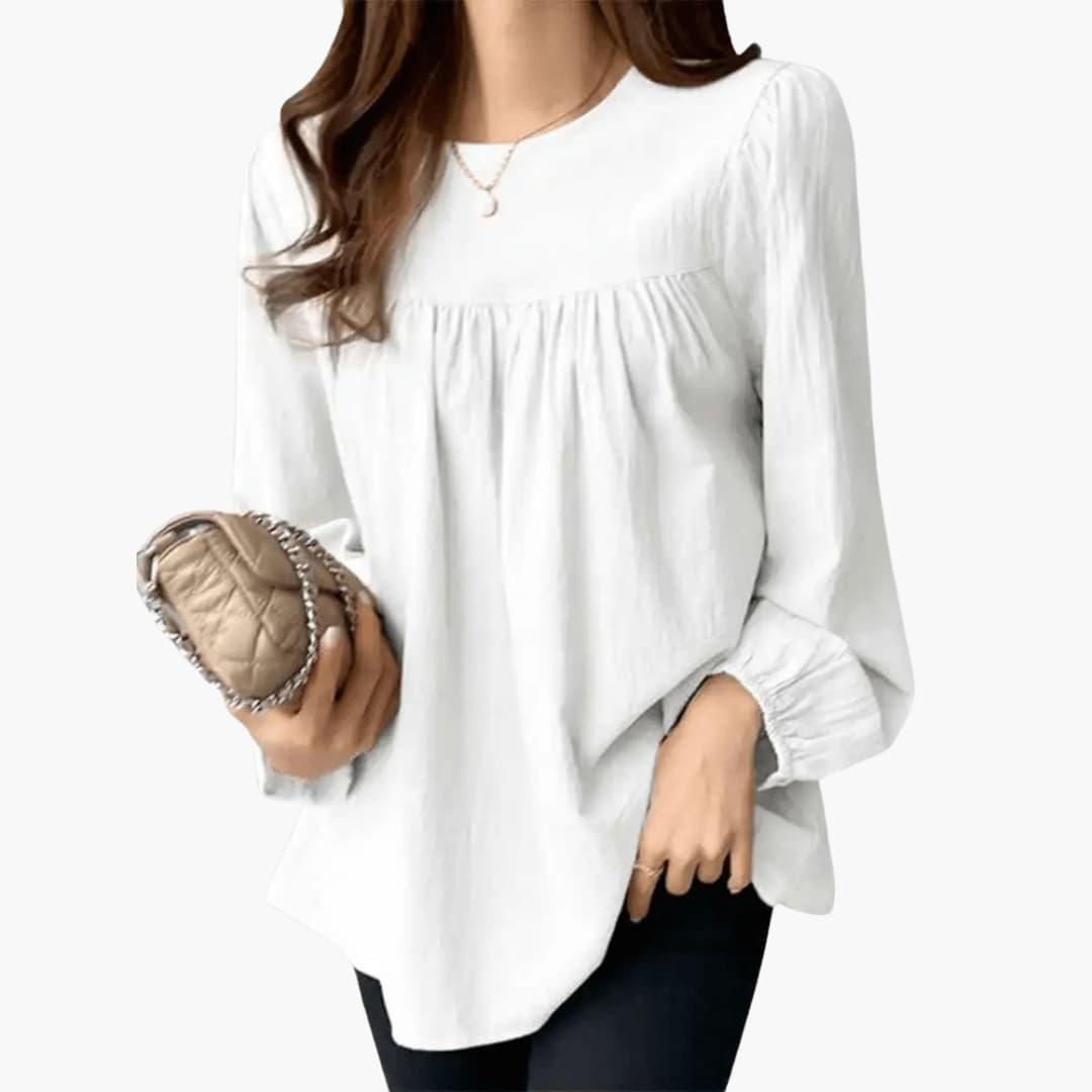 Marlowe | Women's Long Sleeve Round Neck Flowy Blouse