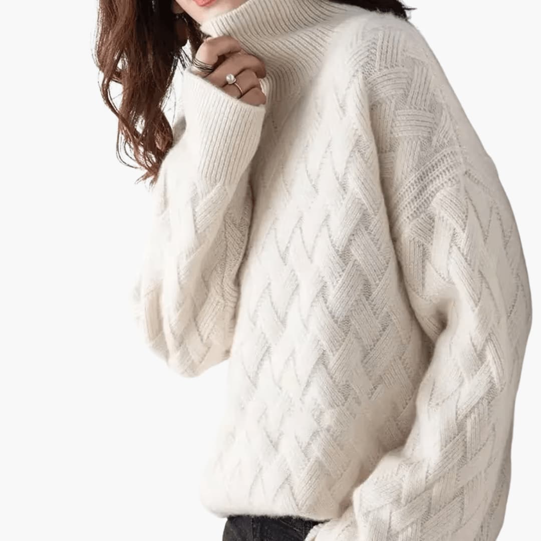 Marlowe | Women's Cozy Oversized Turtleneck Cable Knit Sweater
