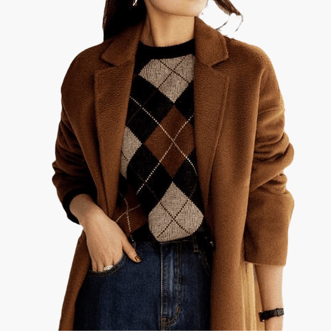 Preston | Women's Argyle Knit Round Neck Sweater