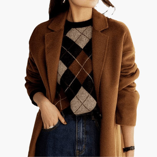 Preston | Women's Argyle Knit Round Neck Sweater
