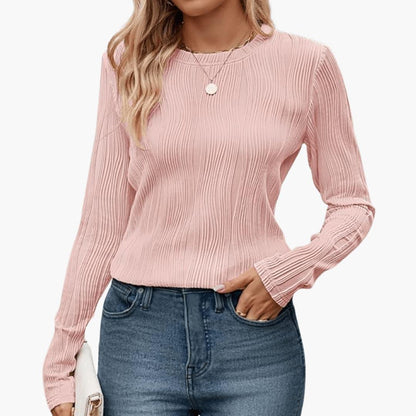 Serena | Women's Ribbed Textured Long Sleeve Fitted Top