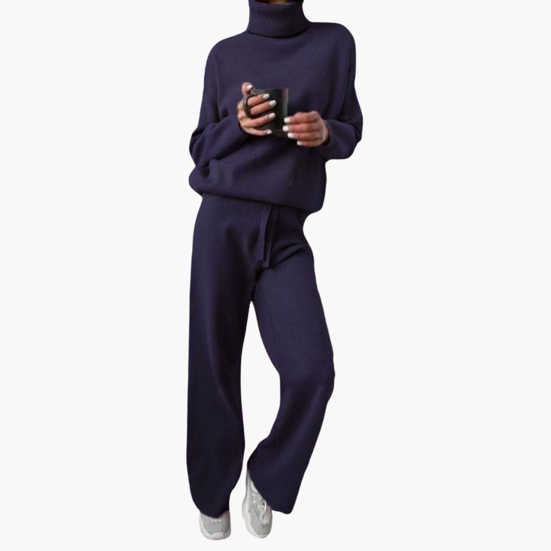 Marlowe | Women's Knitted Turtleneck Wide-Leg Lounge Set