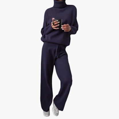 Marlowe | Women's Knitted Turtleneck Wide-Leg Lounge Set