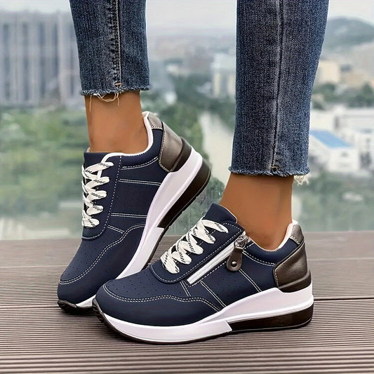 Nadelle | Women's Wedge Lace-Up Zip Platform Sneaker