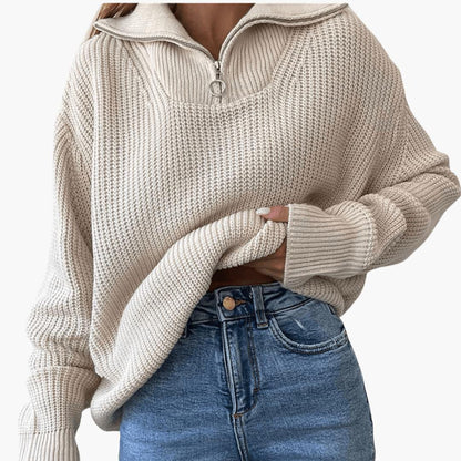 Marlowe | Women's Half-Zip Ribbed Oversized Knit Sweater
