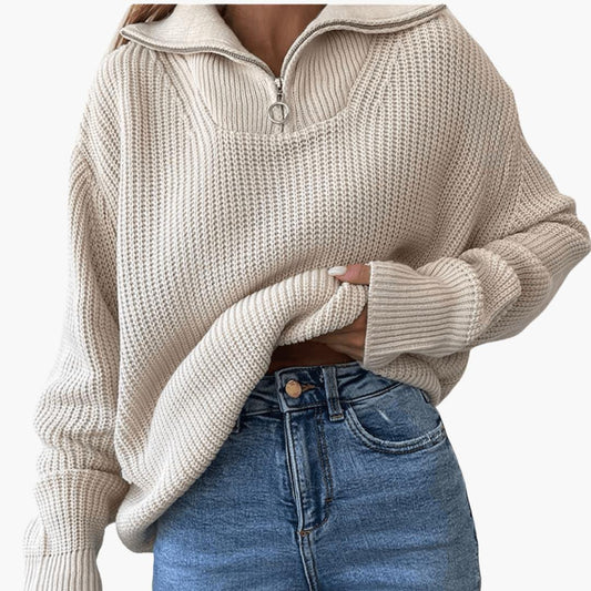 Marlowe | Women's Half-Zip Ribbed Oversized Knit Sweater