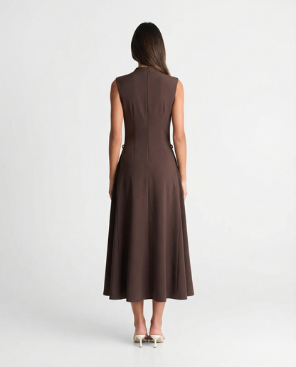Grace | Sleeveless Flared A-Line Midi Wedding Guest Dress