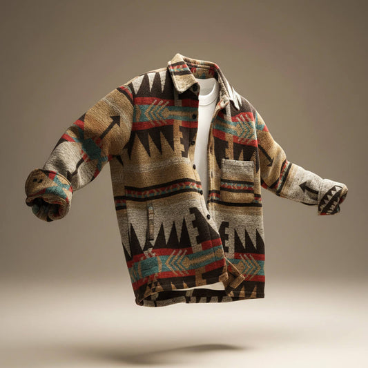 Rhodes | Men's Wool Blend Aztec Pattern Relaxed Fit Overshirt Jacket