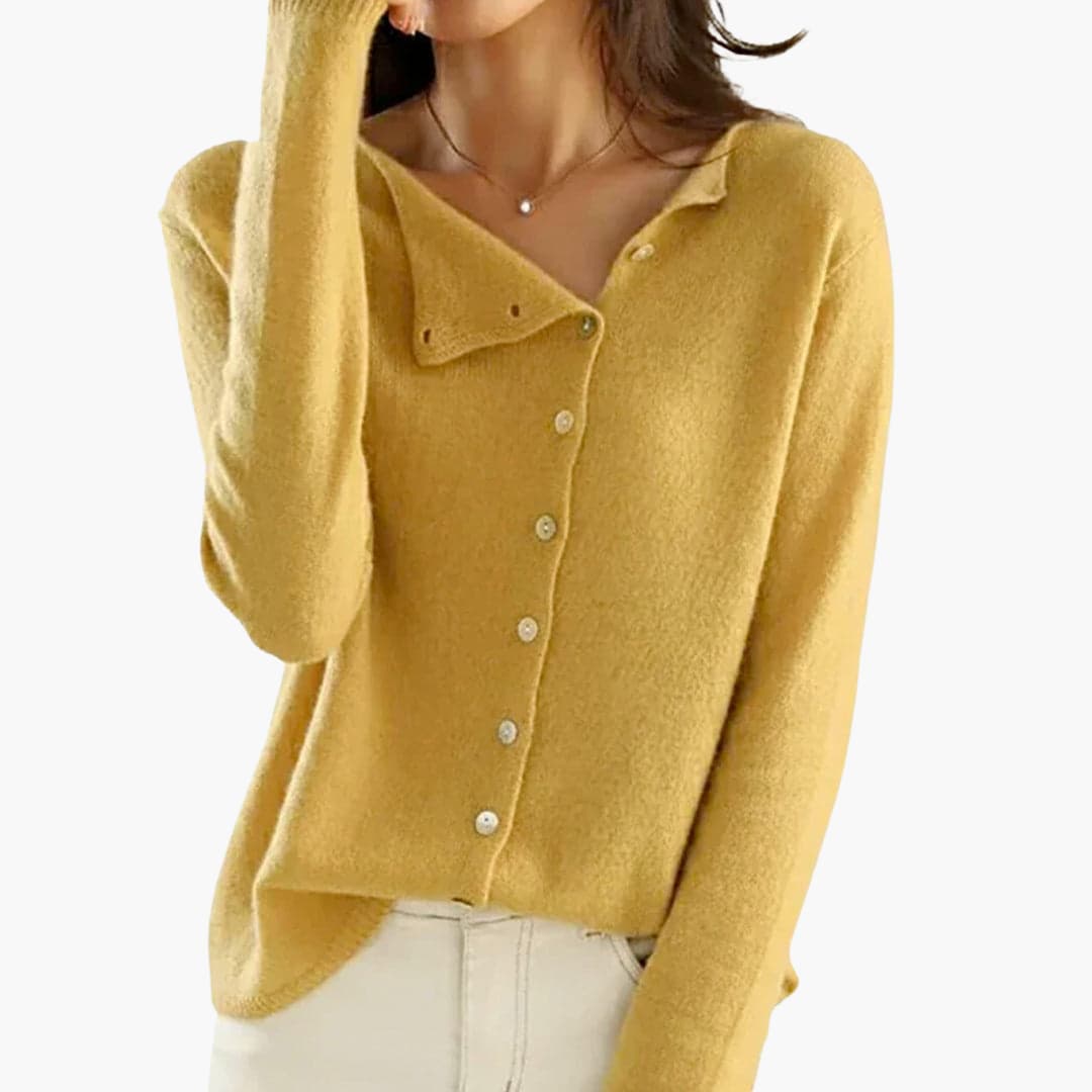 Marlowe | Women's Asymmetric Button-Front Long-Sleeve Knit Cardigan