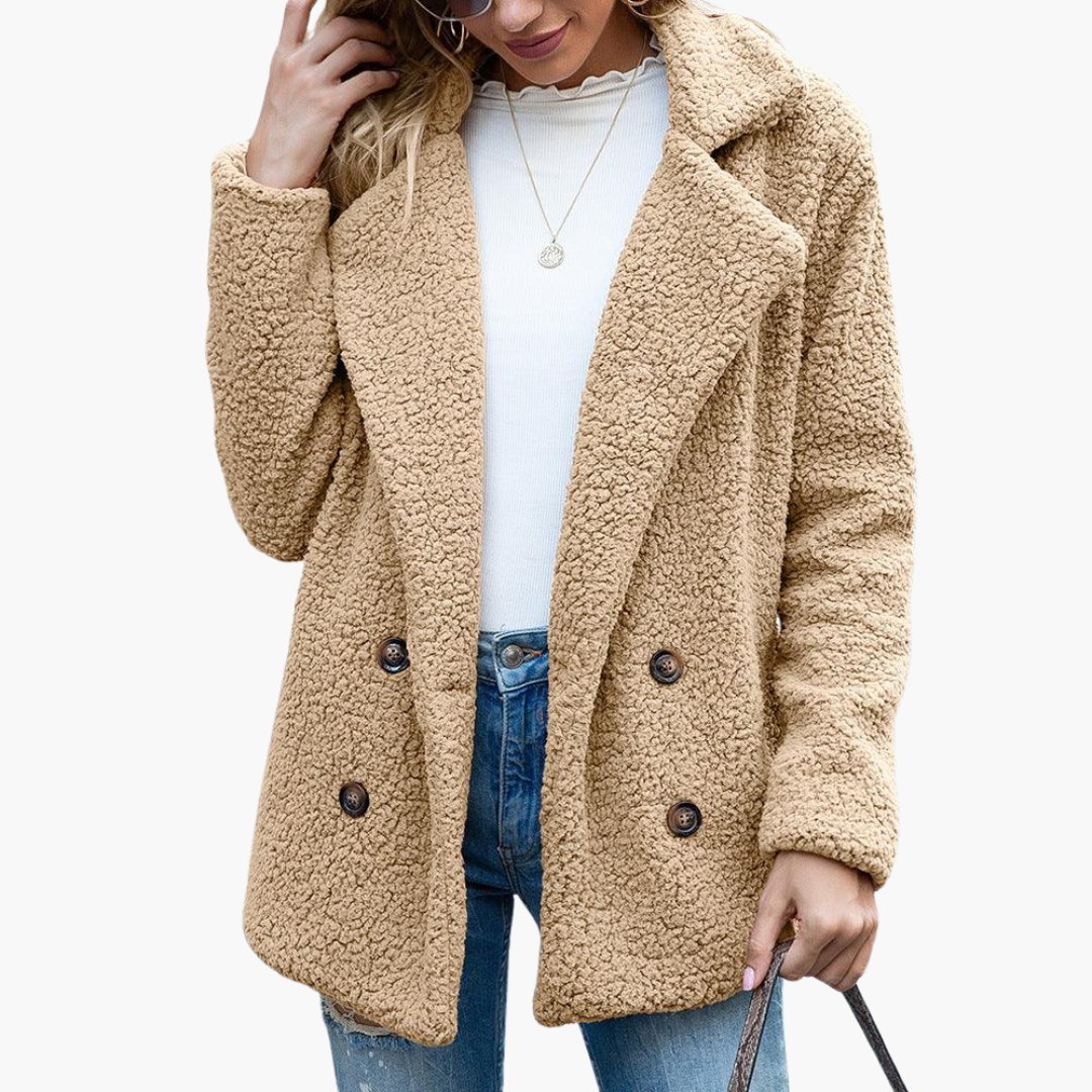 Aspen | Women's Oversized Teddy Faux Fur Lapel Collar Jacket