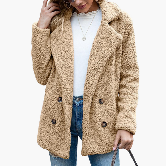 Aspen | Women's Oversized Teddy Faux Fur Lapel Collar Jacket