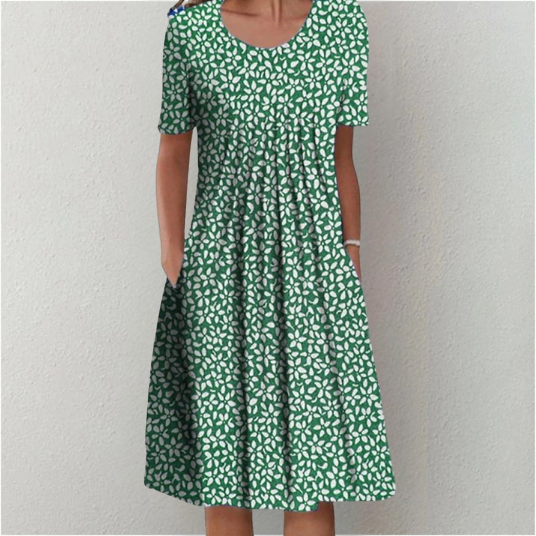 Poppy | Floral Print Short Sleeve Loose Casual Midi Dress