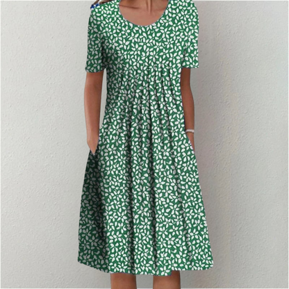 Poppy | Floral Print Short Sleeve Loose Casual Midi Dress
