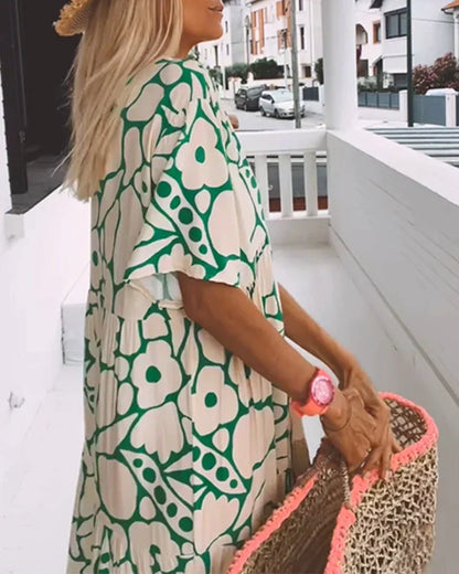 Daisy | Floral V Neck Flutter Sleeve Boho Maxi Summer Dress