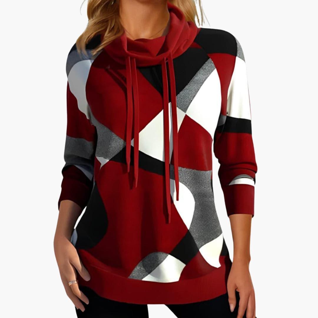 Sienna | Women's Cowl Neck Color Block Drawstring Sweatshirt