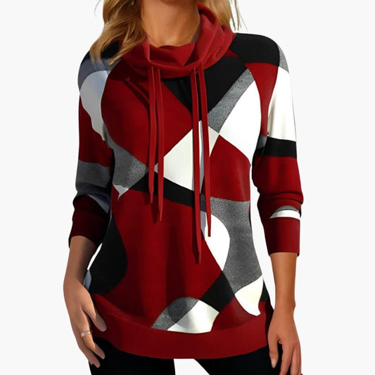 Sienna | Women's Cowl Neck Color Block Drawstring Sweatshirt