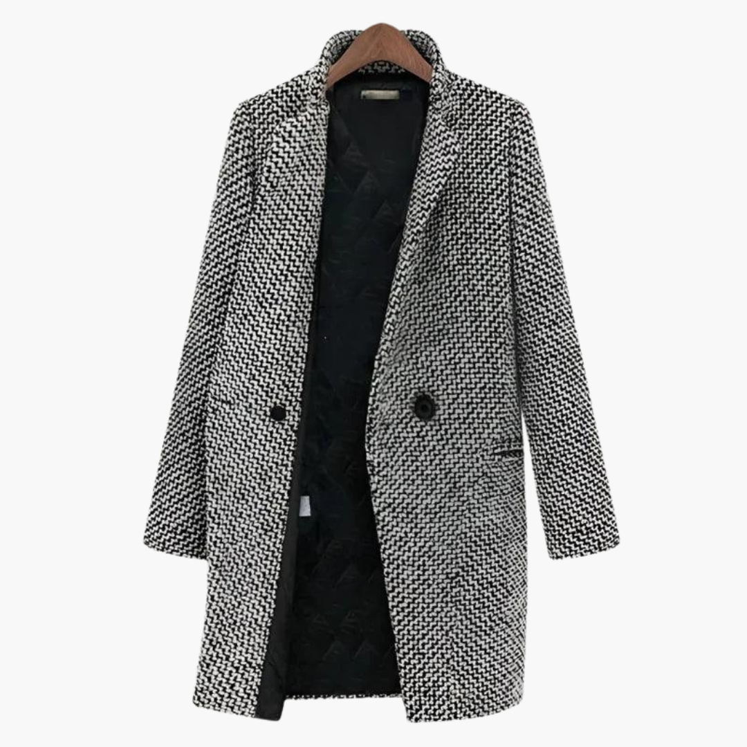 Marlowe | Women's Longline Tailored Herringbone Wool Blend Coat