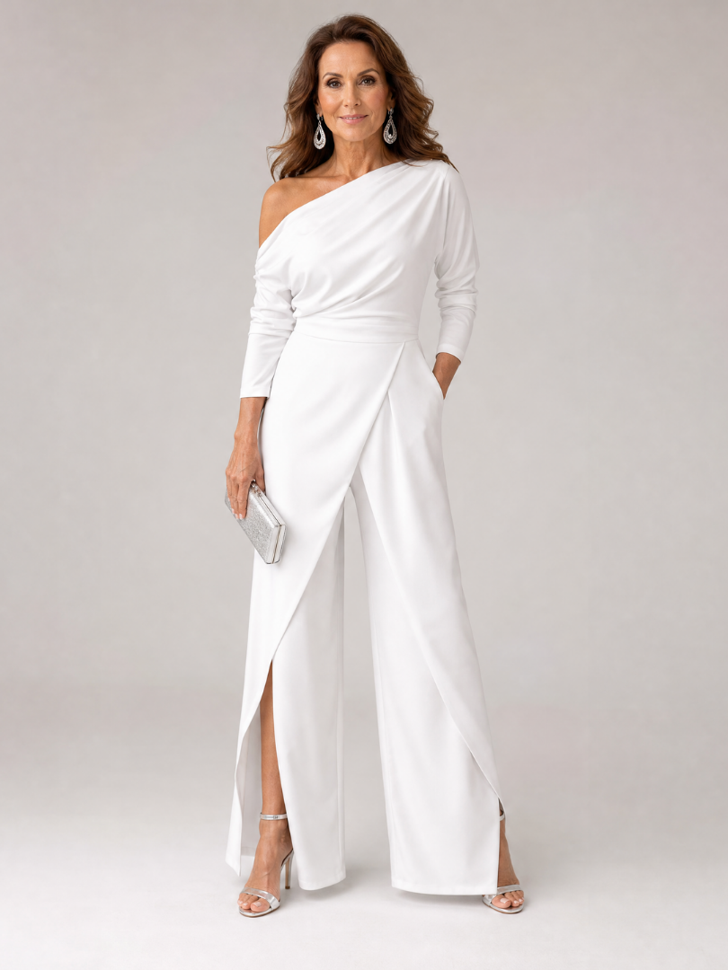 Elena | Women's One Shoulder Wide Leg Formal Jumpsuit