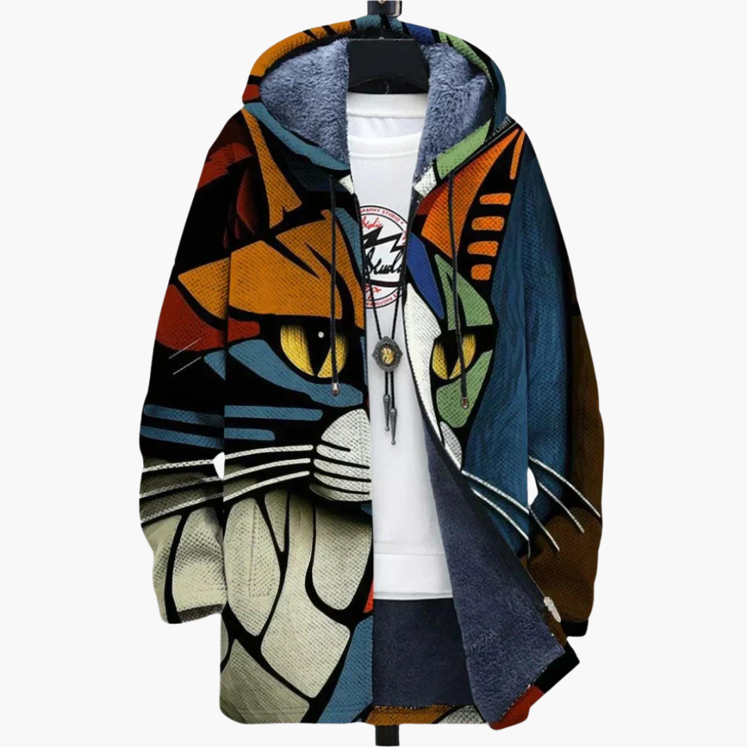 Cosmo | Women's Fleece Lined Hooded Zip-Up Graphic Jacket