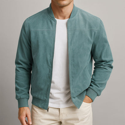 Marlow | Men's Suede-Textured Bomber Zip-Up Jacket