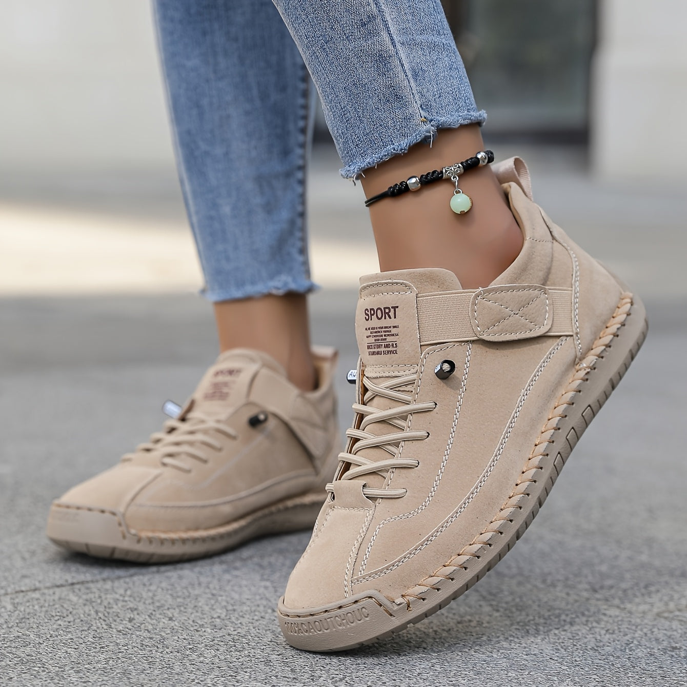 Marlow | Women's Stitch Detail Lace Up Comfortable Flat Sneaker