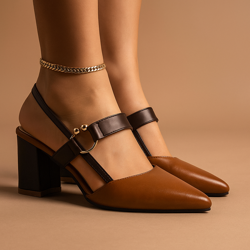 Everline | Women's Pointed Toe Block Heel Slingback Pump