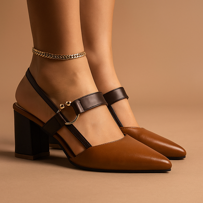 Everline | Women's Pointed Toe Block Heel Slingback Pump