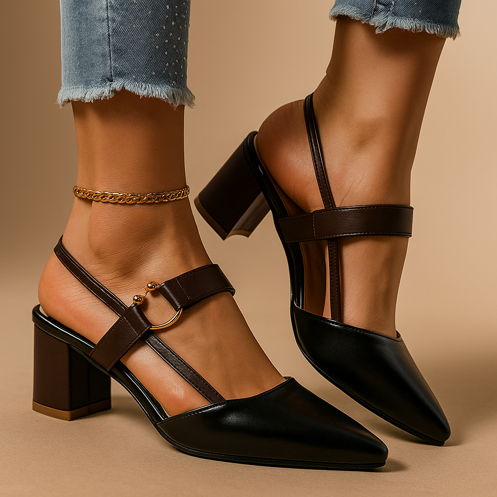 Everline | Women's Pointed Toe Block Heel Slingback Pump