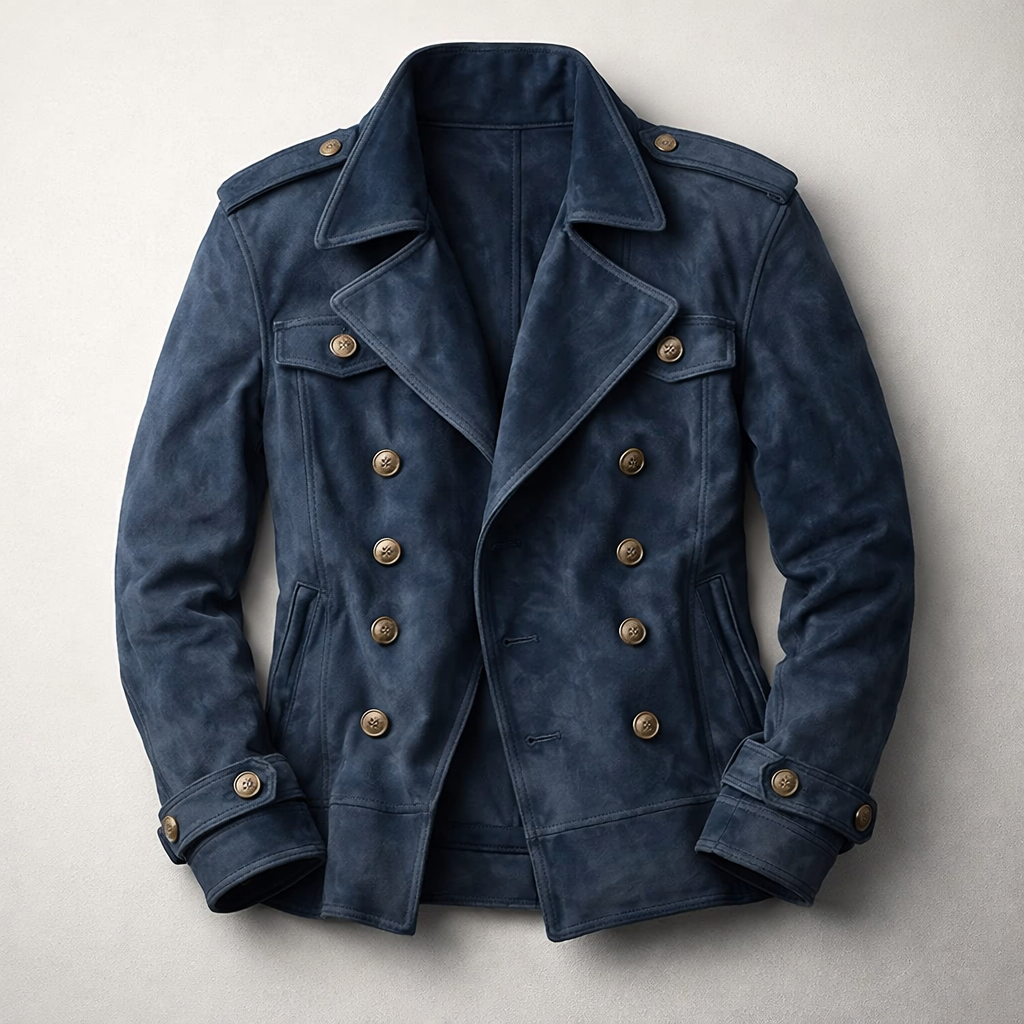 Harlan | Men's Suede Double-Breasted Lapel Jacket