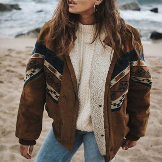 Wynter | Women's Retro Aztec Print Sherpa Lined Winter Jacket