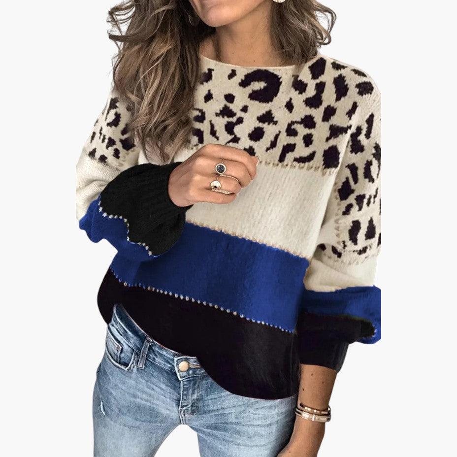 Marlowe | Women's Knit Colorblock Crew Neck Sweater