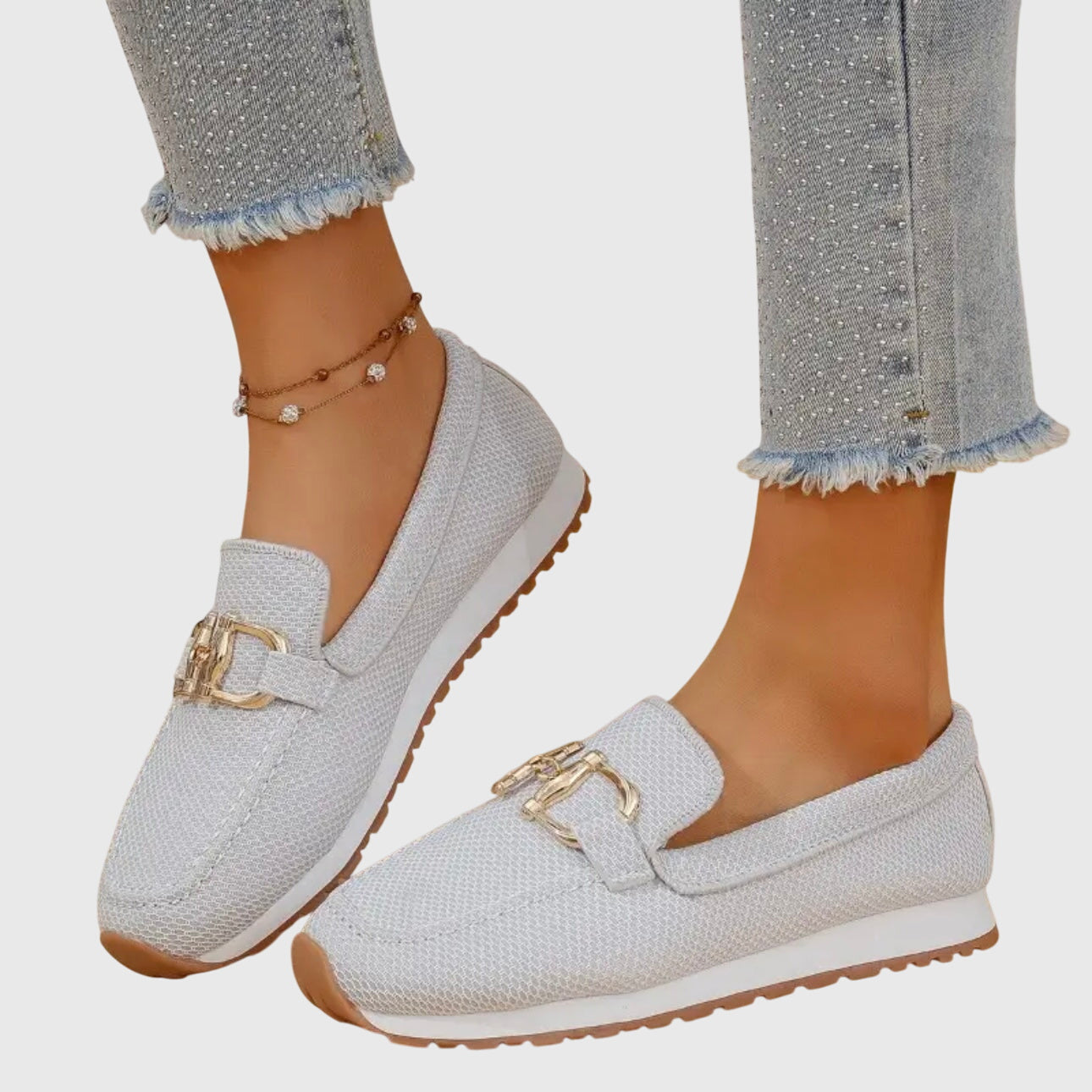 Susana | Loafers Orthopedic Platform Knit Gold Hardware Slip On
