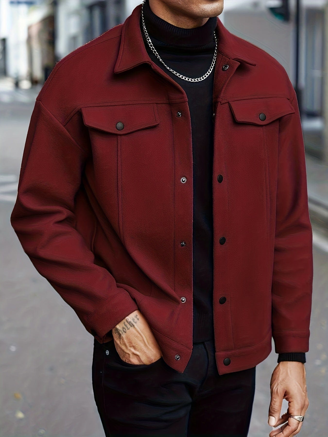 Caldwell | Men's Lapel Collar Snap Button Regular Fit Jacket