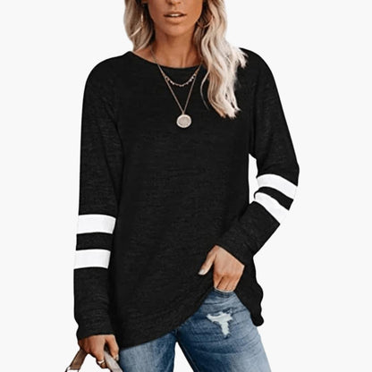 Sienna | Women's Long Sleeve Varsity Stripe Relaxed Fit Top