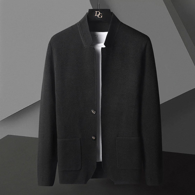 Alcott | Men's Woven Collarless Knit Cardigan