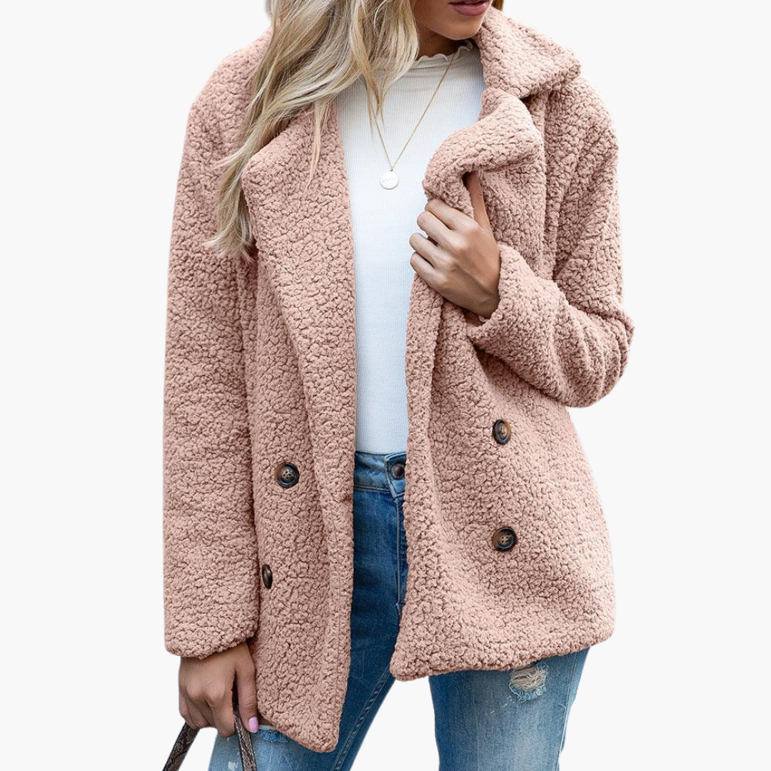 Aspen | Women's Oversized Teddy Faux Fur Lapel Collar Jacket