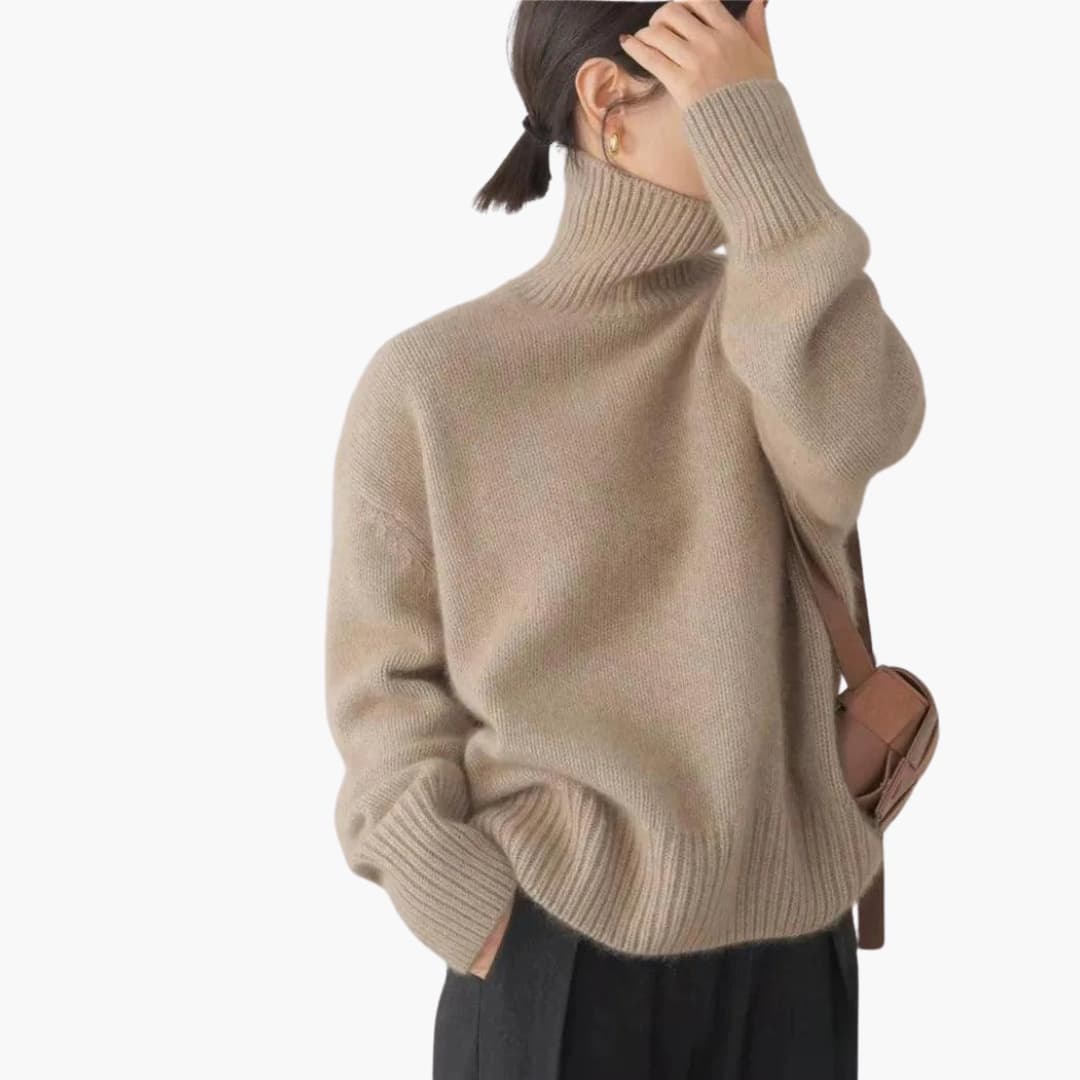 Marlowe | Women's Turtleneck Ribbed Knit Oversized Sweater