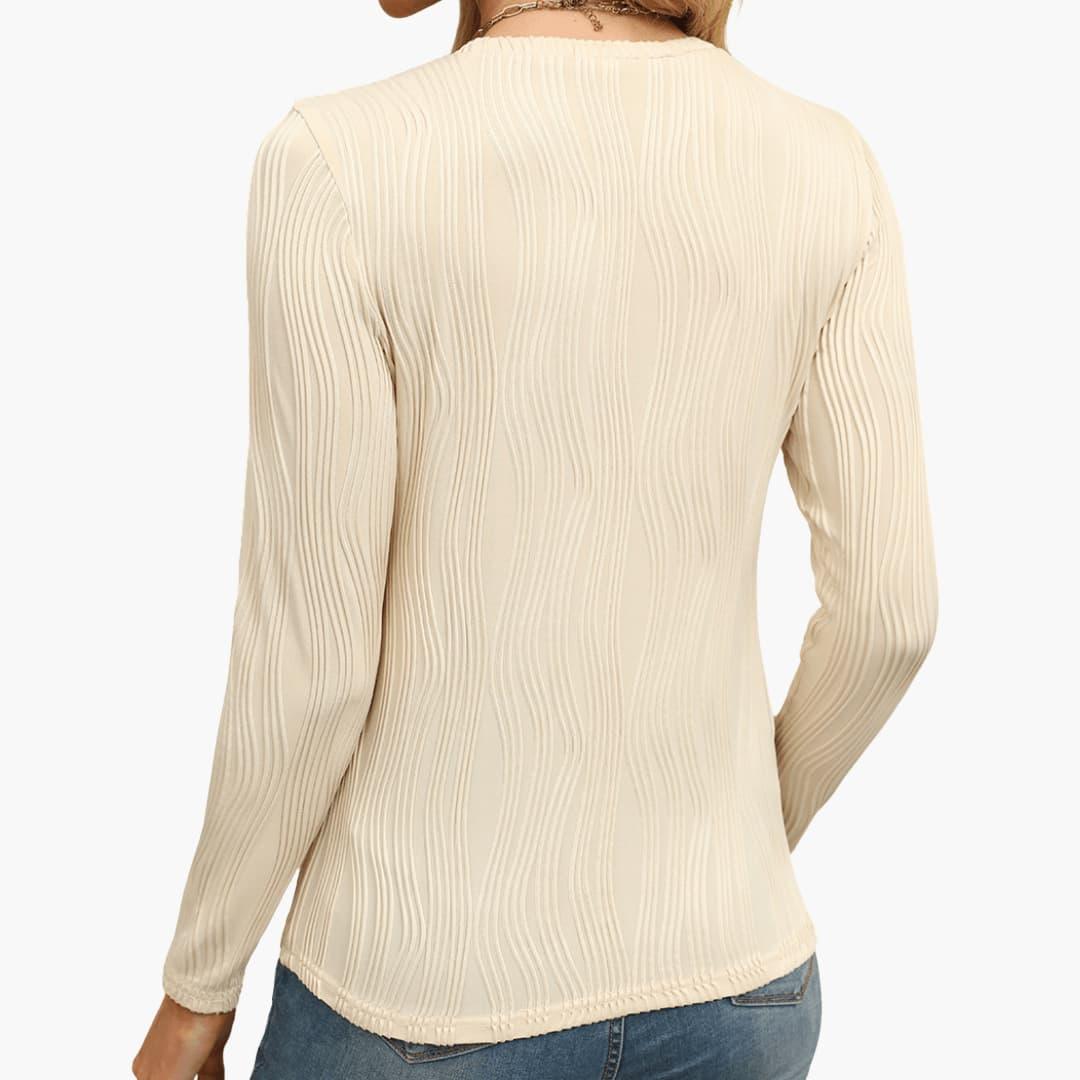Serena | Women's Ribbed Textured Long Sleeve Fitted Top