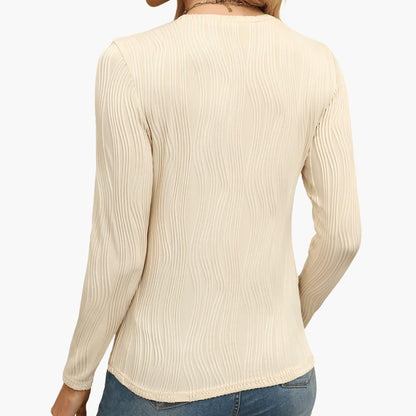 Serena | Women's Ribbed Textured Long Sleeve Fitted Top