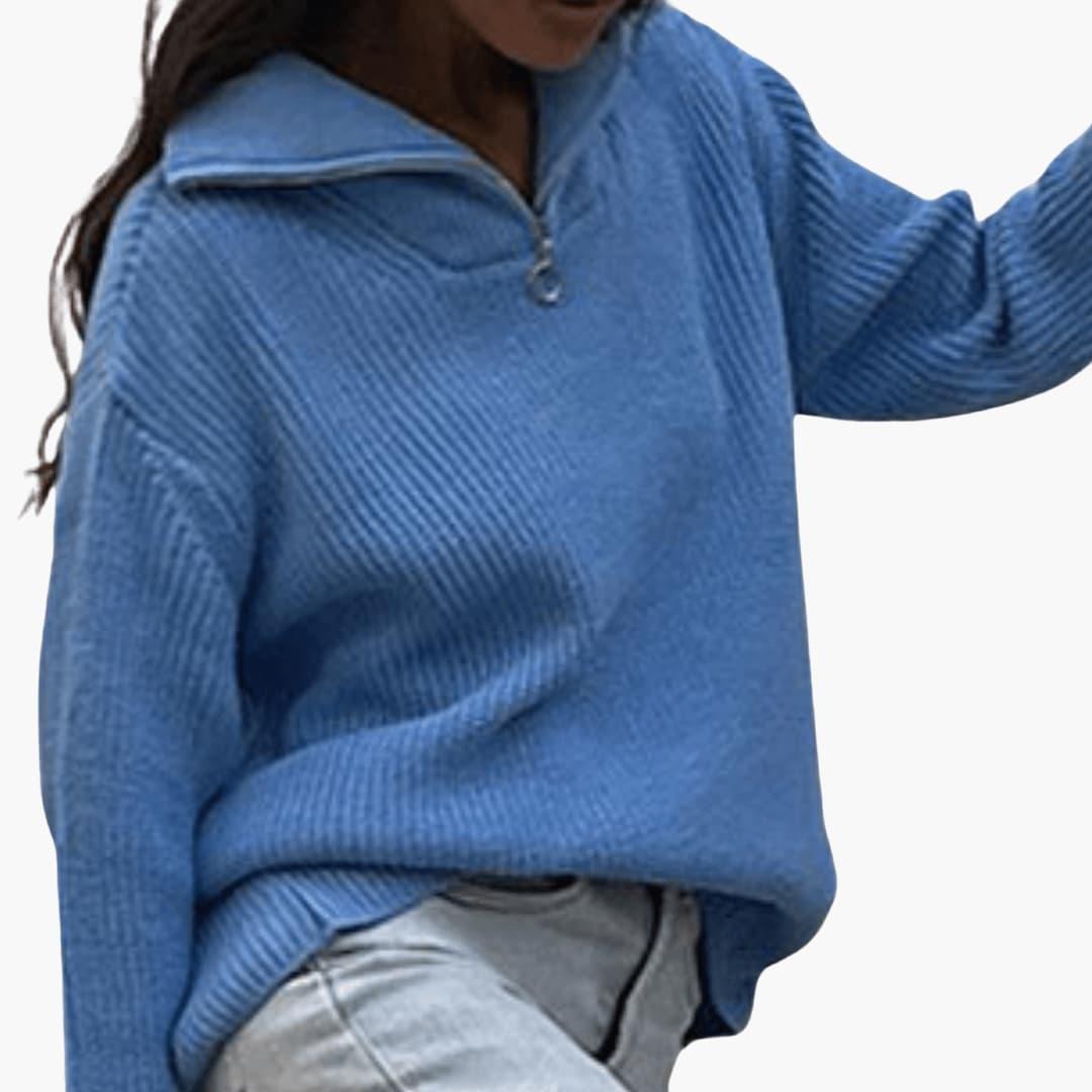 Marlowe | Women's Half-Zip Ribbed Oversized Knit Sweater