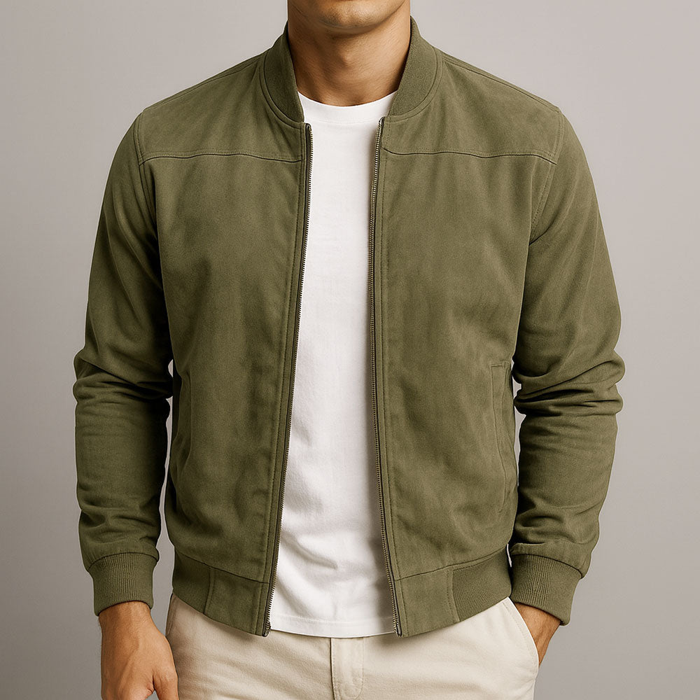 Marlow | Men's Suede-Textured Bomber Zip-Up Jacket
