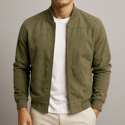 Marlow | Men's Suede-Textured Bomber Zip-Up Jacket