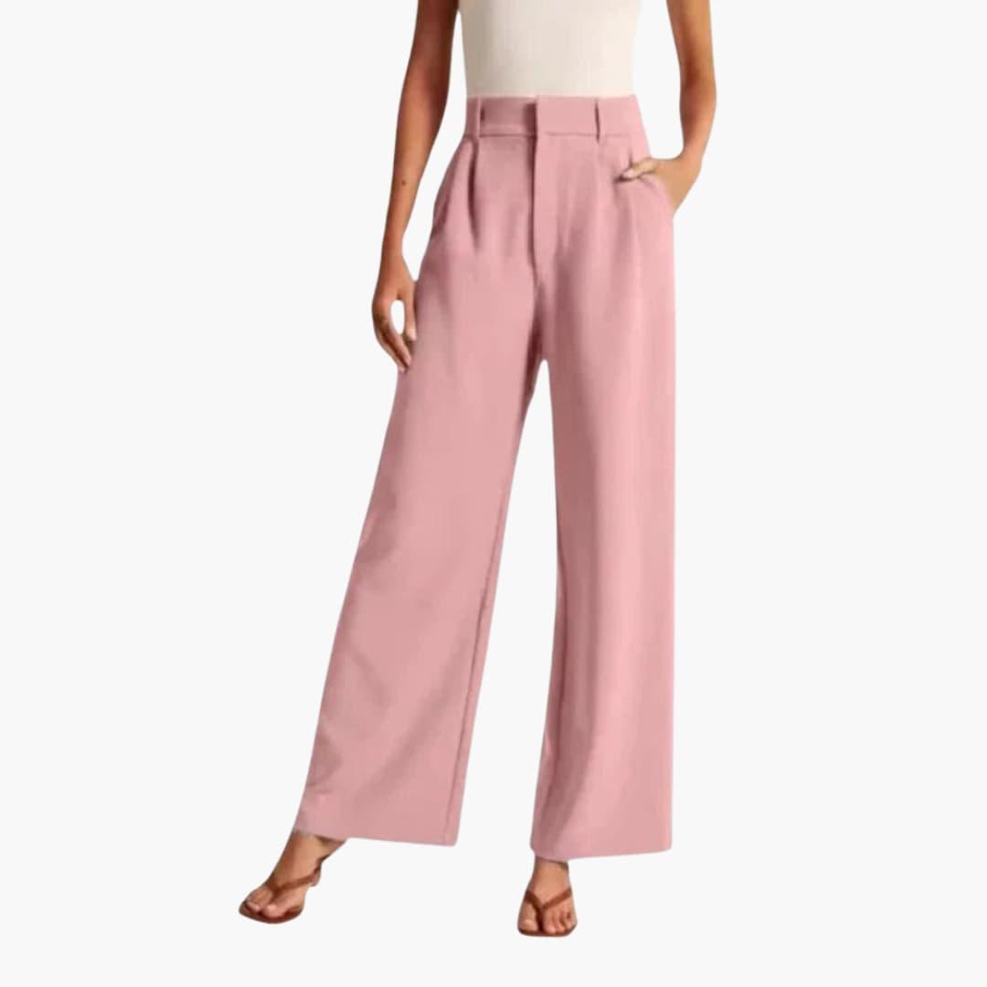 Priya | Women's High-Waisted Wide-Leg Pleated Trousers