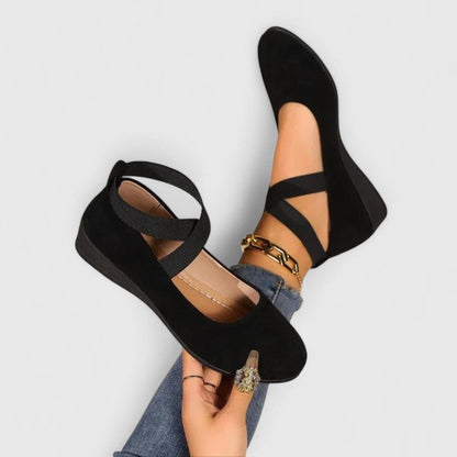 Jynna | Flat Sandals Orthopedic Cross Strap Suede Slip On