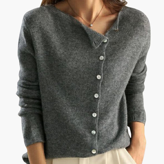 Marlowe | Women's Asymmetric Button-Front Long-Sleeve Knit Cardigan